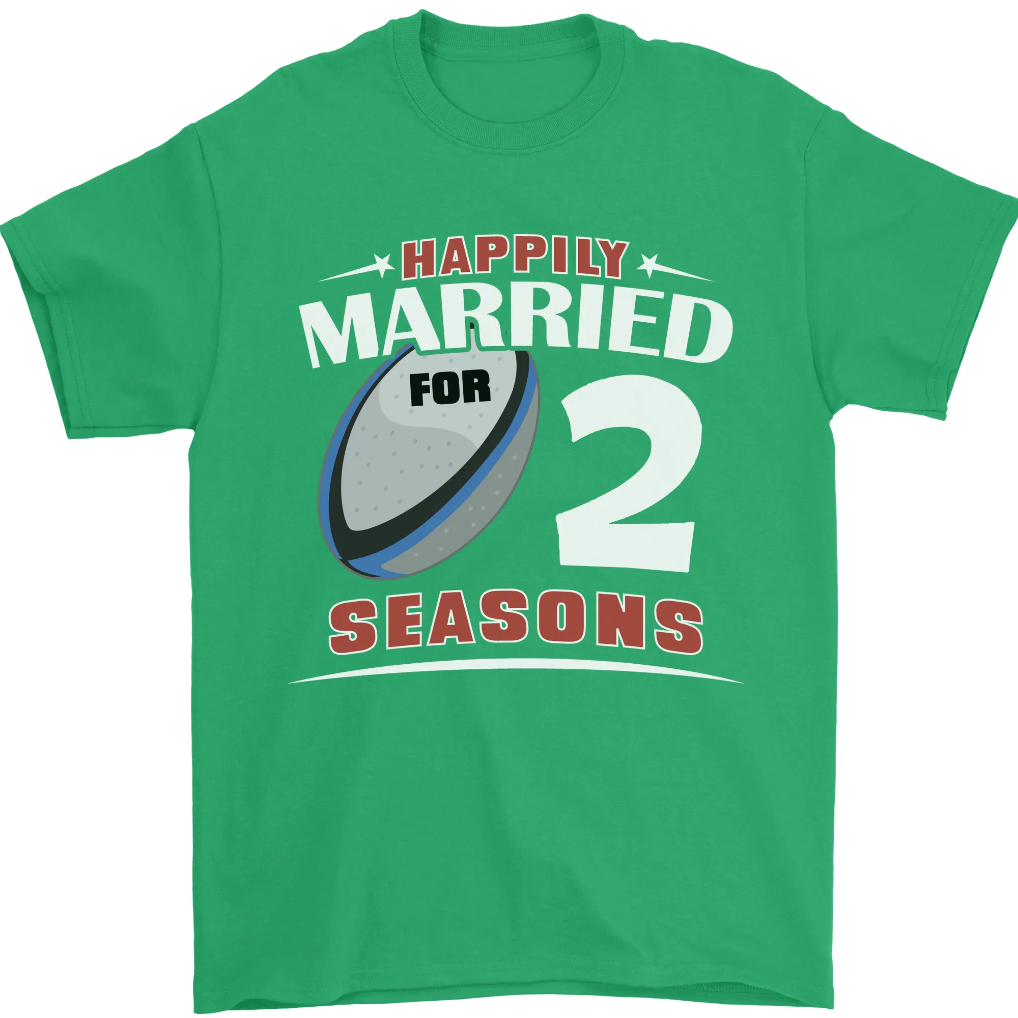 2 Year Wedding Anniversary 2nd Rugby Mens T-Shirt 100% Cotton