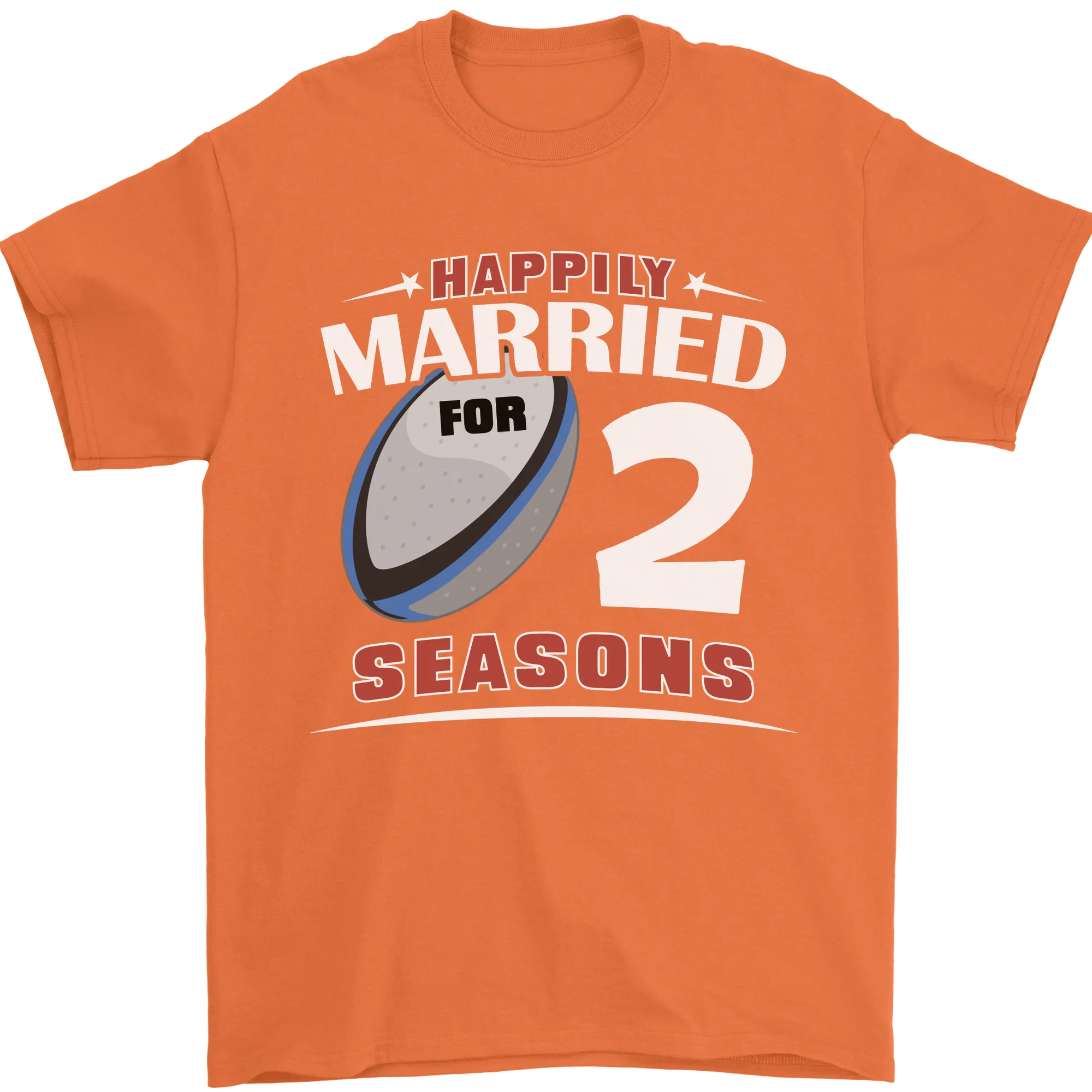 2 Year Wedding Anniversary 2nd Rugby Mens T-Shirt 100% Cotton