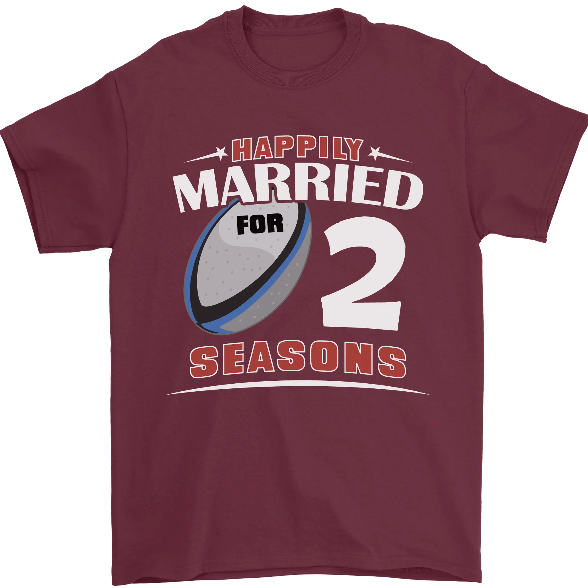 2 Year Wedding Anniversary 2nd Rugby Mens T-Shirt 100% Cotton