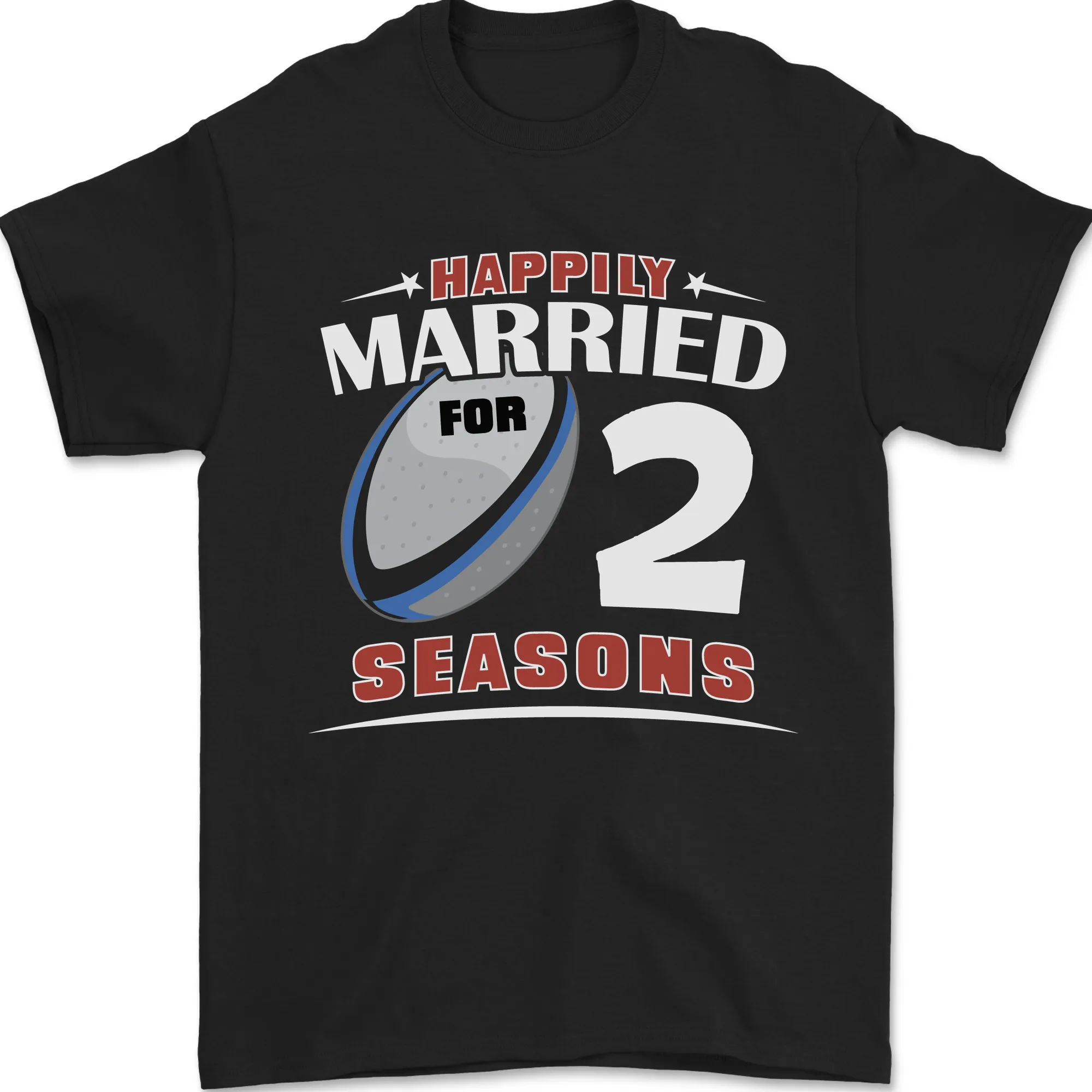 2 Year Wedding Anniversary 2nd Rugby Mens T-Shirt 100% Cotton