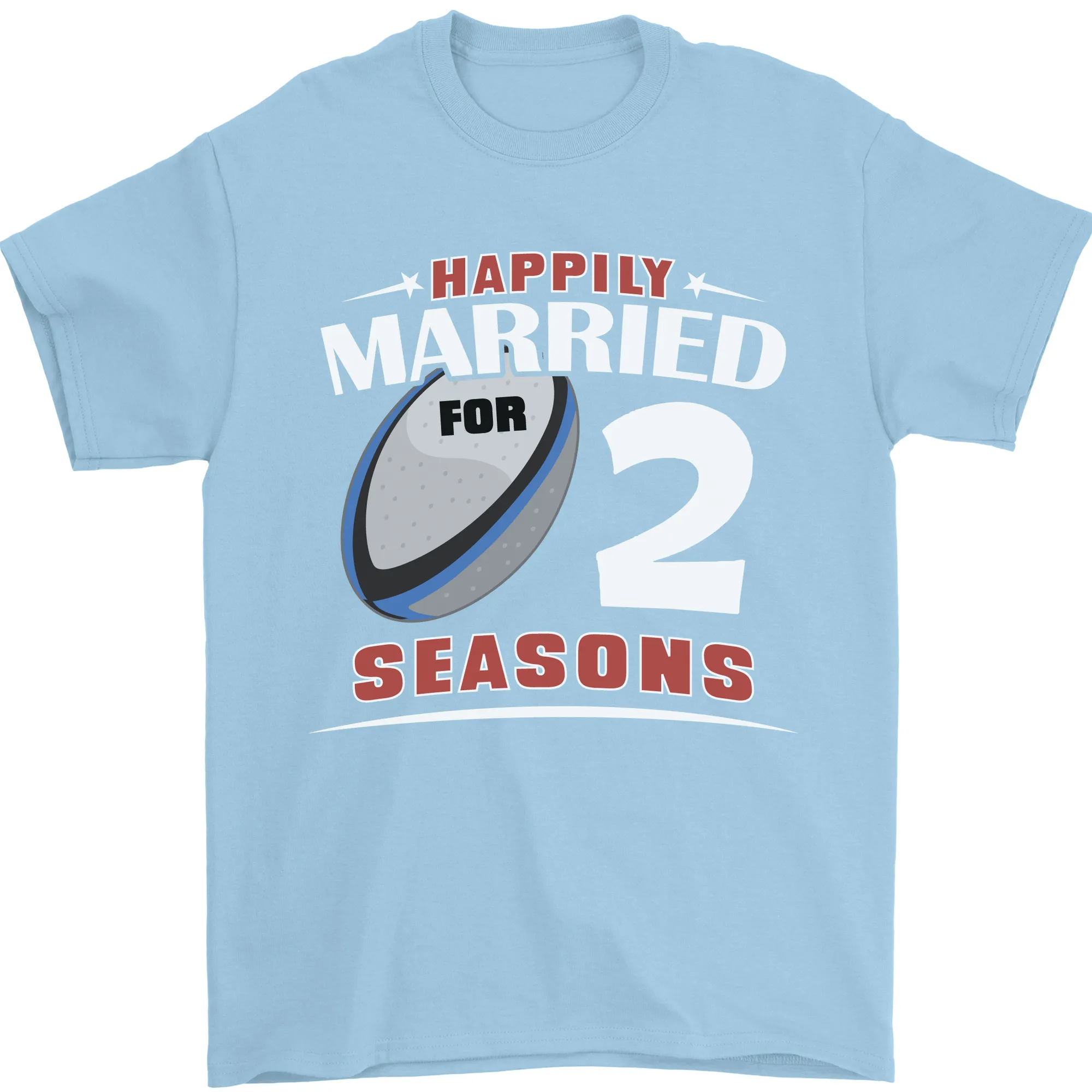 2 Year Wedding Anniversary 2nd Rugby Mens T-Shirt 100% Cotton