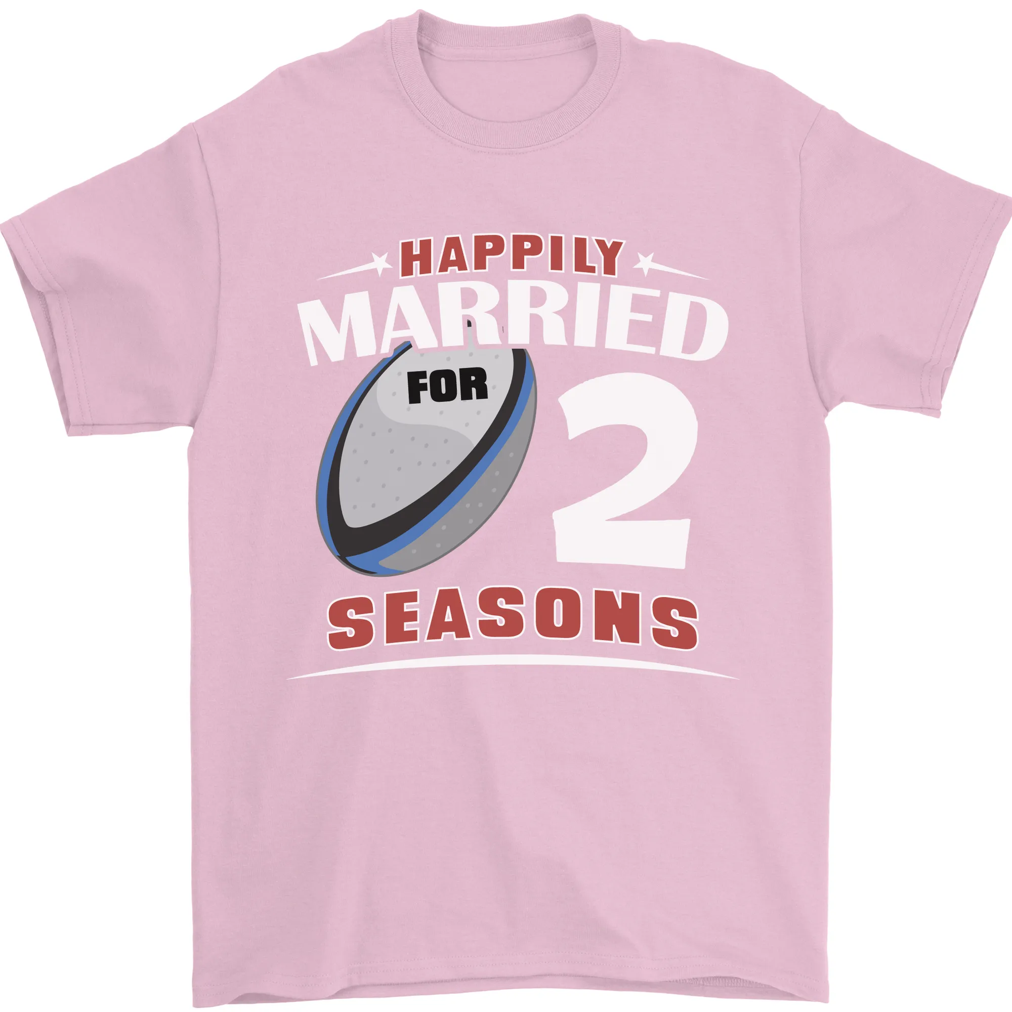 2 Year Wedding Anniversary 2nd Rugby Mens T-Shirt 100% Cotton