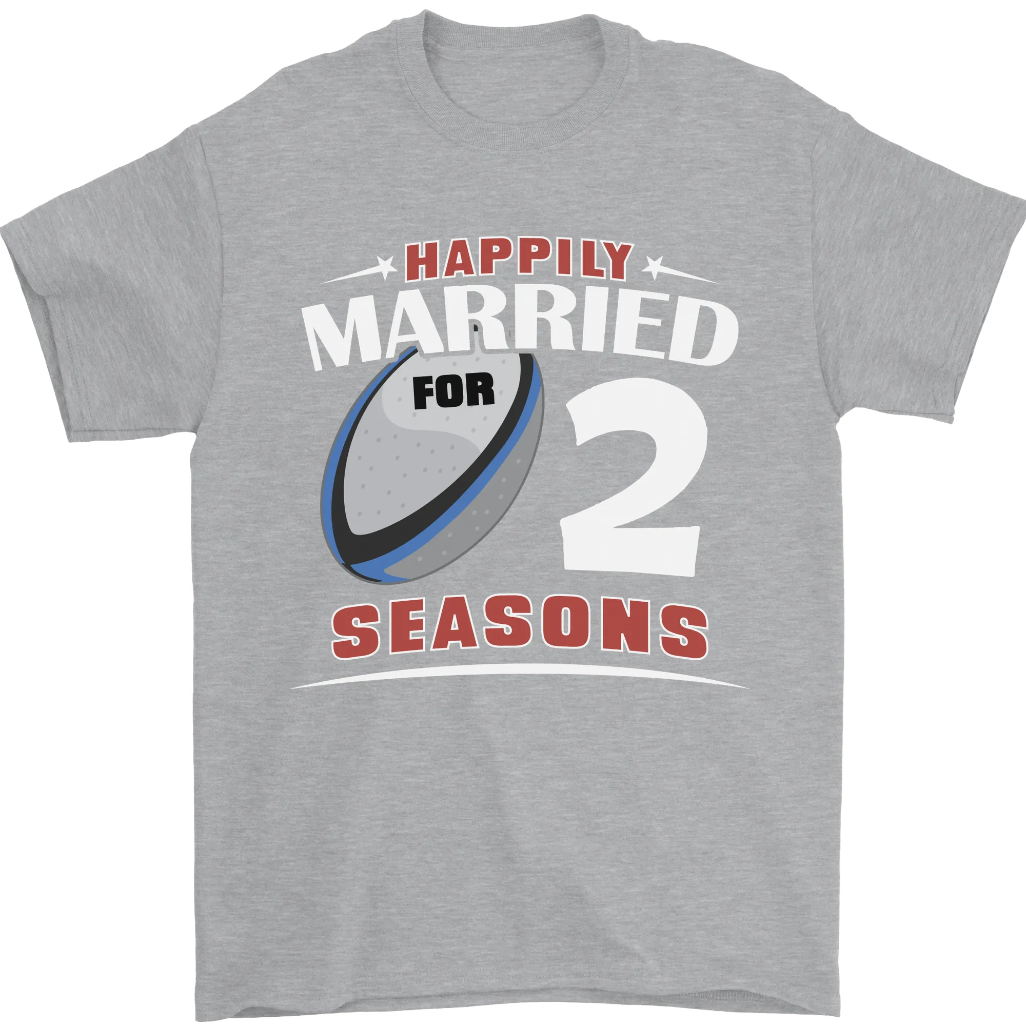 2 Year Wedding Anniversary 2nd Rugby Mens T-Shirt 100% Cotton