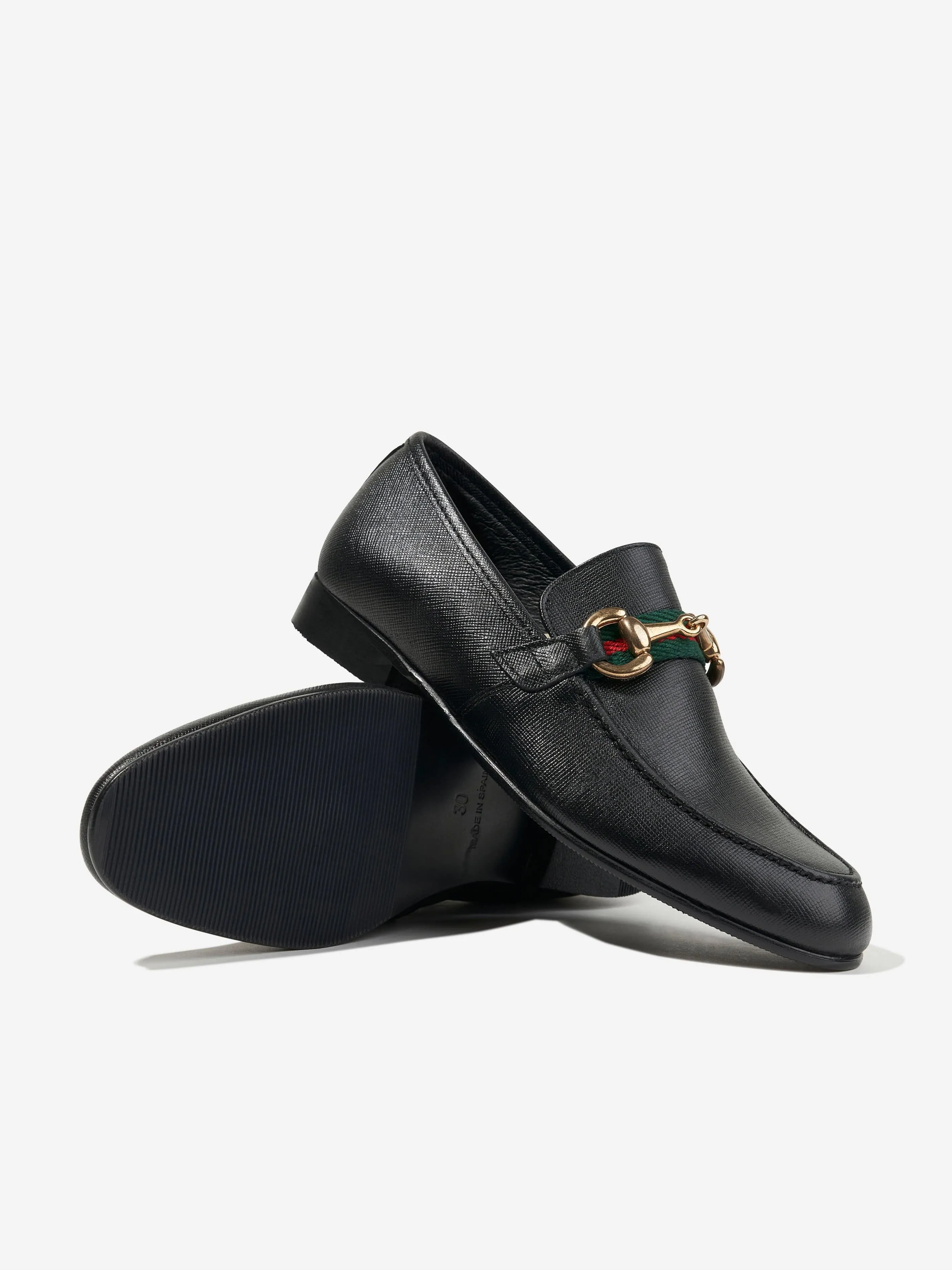 Andanines Boys Loafers With Embellished Buckle in Black