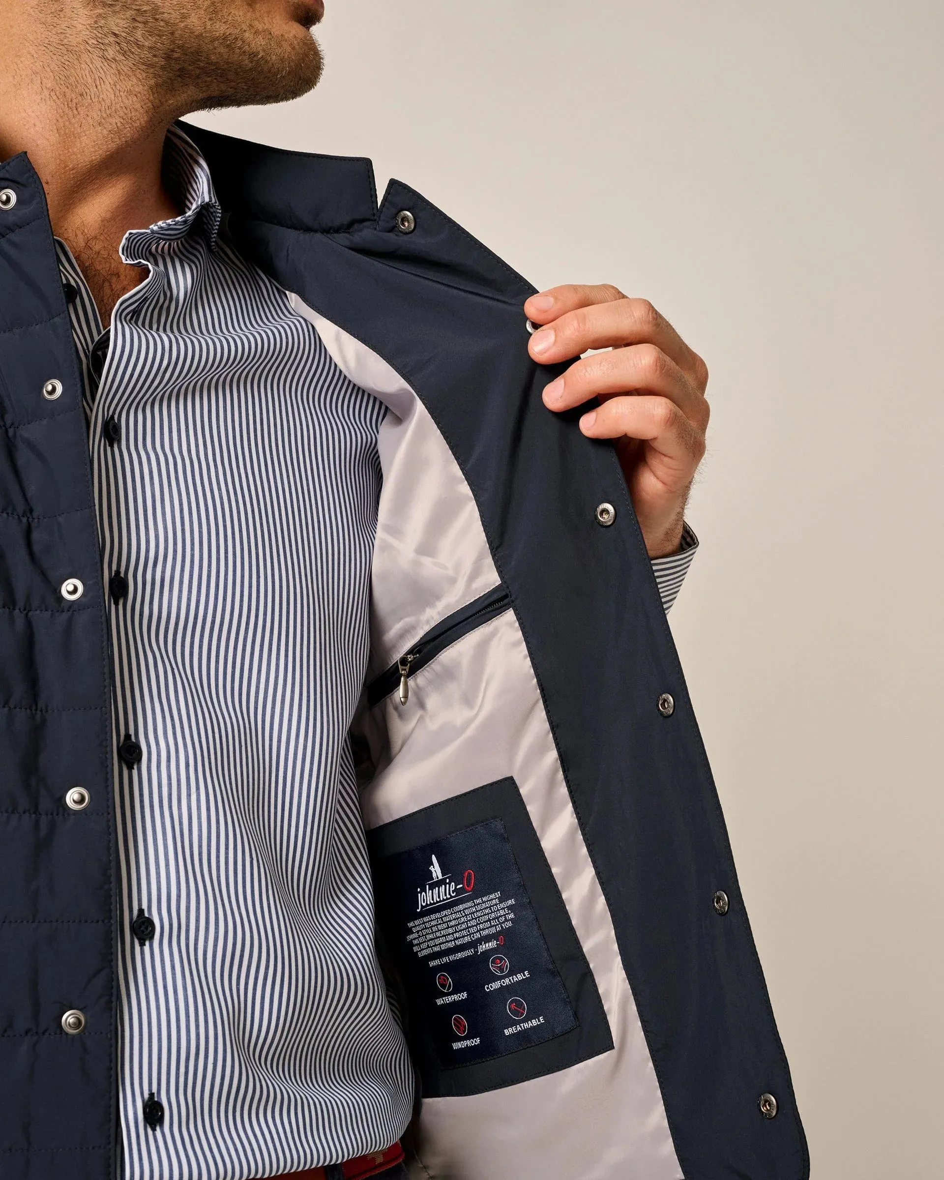 Apo Quilted Button Up Vest in Navy by Johnnie-O