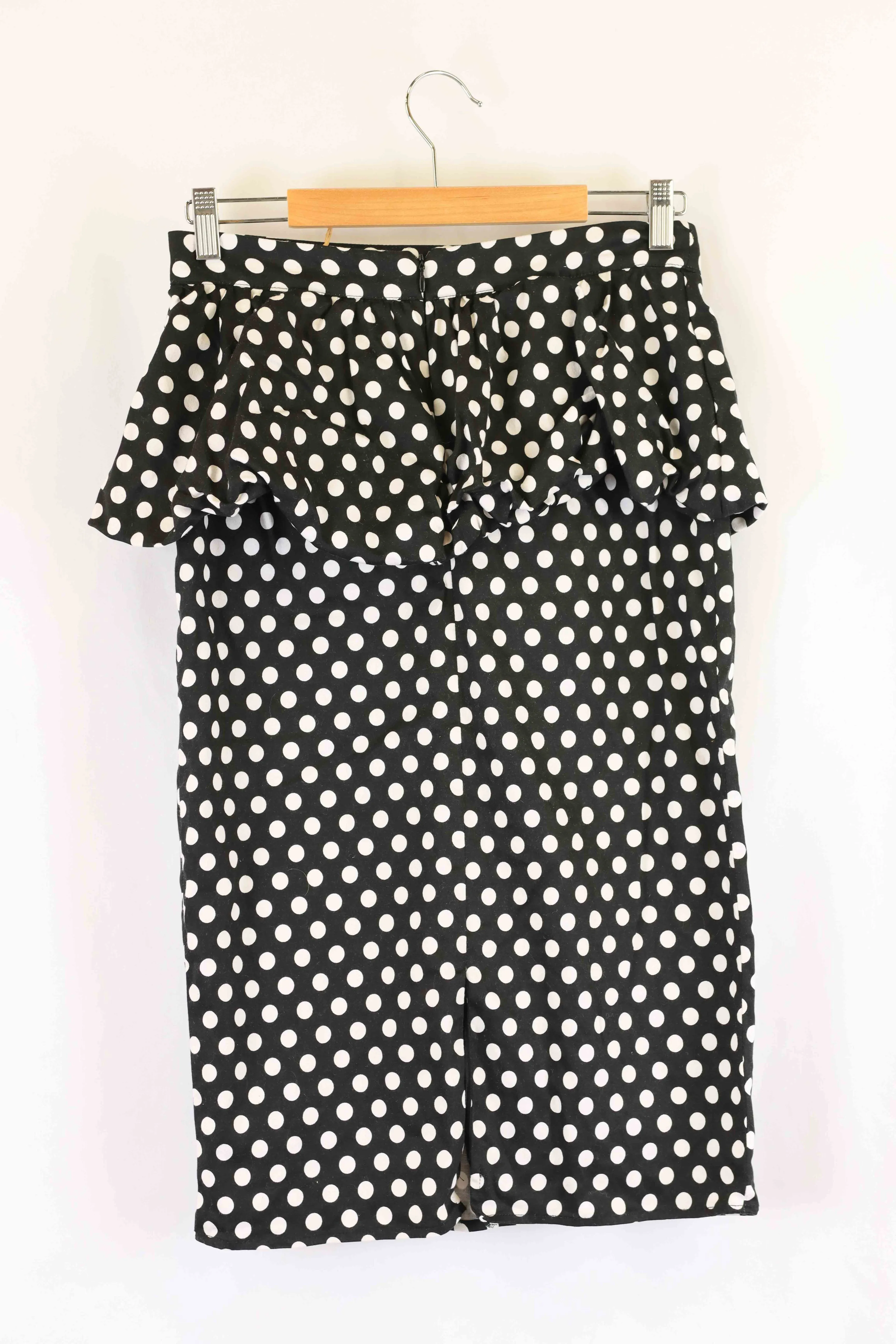 Atmos & Here Black and White Polka Dot Pencil Skirt 12