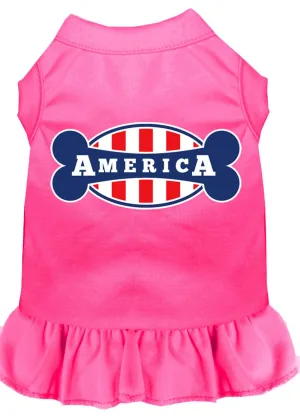 Bonely In America Screen Print Dress Bright Pink Xs (8)