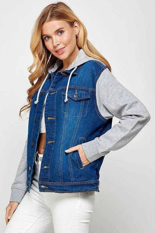 Boyfriend Denim Jacket With Detachable Hood