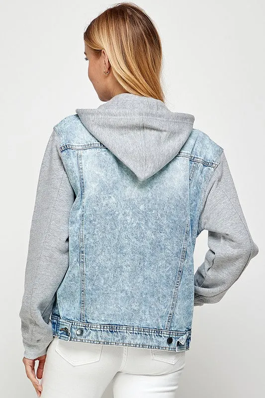 Boyfriend Denim Jacket With Detachable Hood