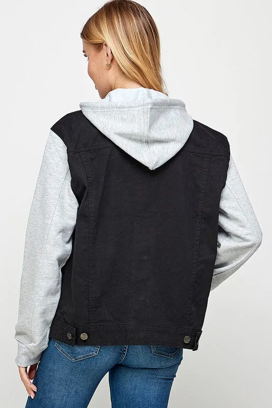 Boyfriend Denim Jacket With Detachable Hood