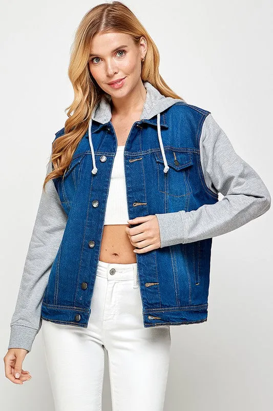 Boyfriend Denim Jacket With Detachable Hood