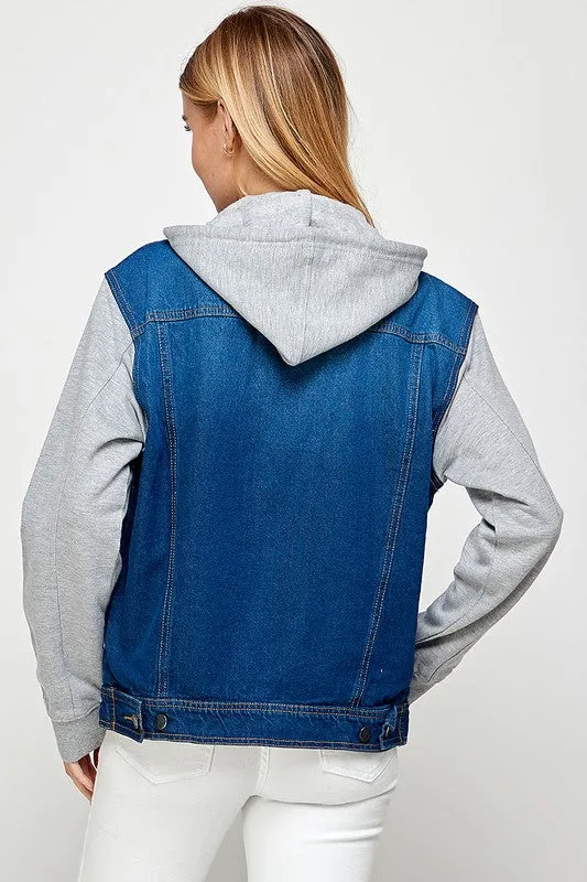 Boyfriend Denim Jacket With Detachable Hood