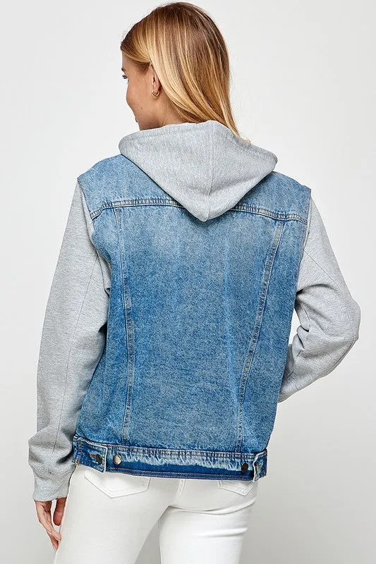 Boyfriend Denim Jacket With Detachable Hood