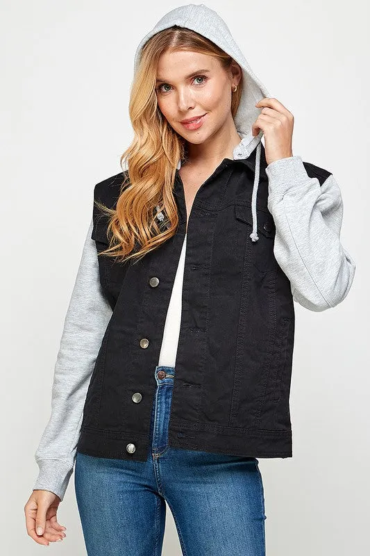 Boyfriend Denim Jacket With Detachable Hood