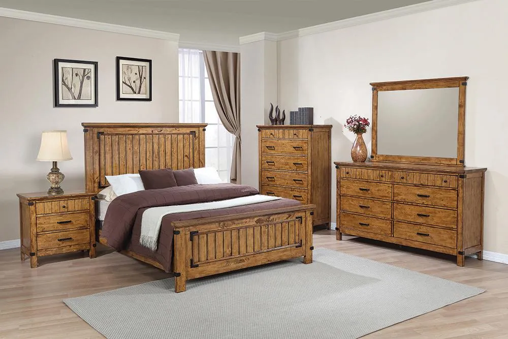 Brenner 4-Piece Panel Bedroom Set Rustic Honey Full