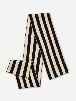 BRUSHED VERTICAL STRIPE SCARF BLACK & OATMEAL