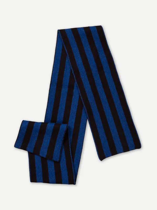 BRUSHED VERTICAL STRIPE SCARF BLACK & OATMEAL