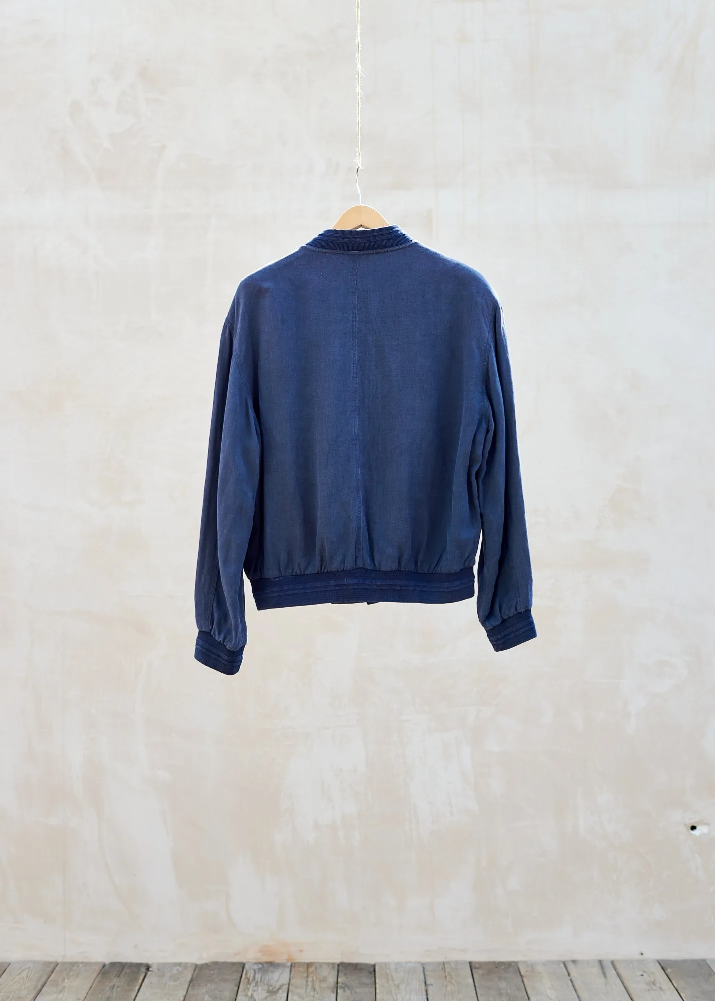 Canali Linen Blend Navy Bomber Jacket - M/L