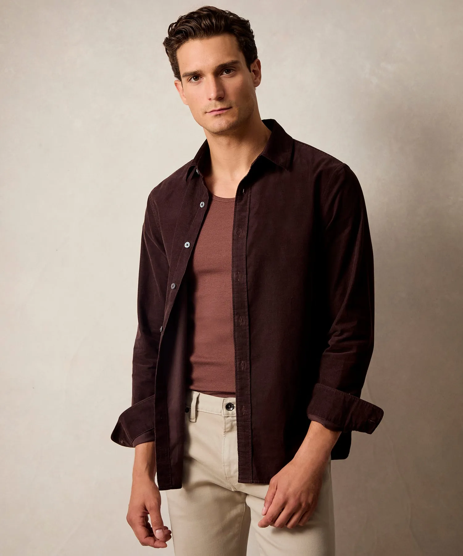 Corduroy Sport Shirt in Dark Brown