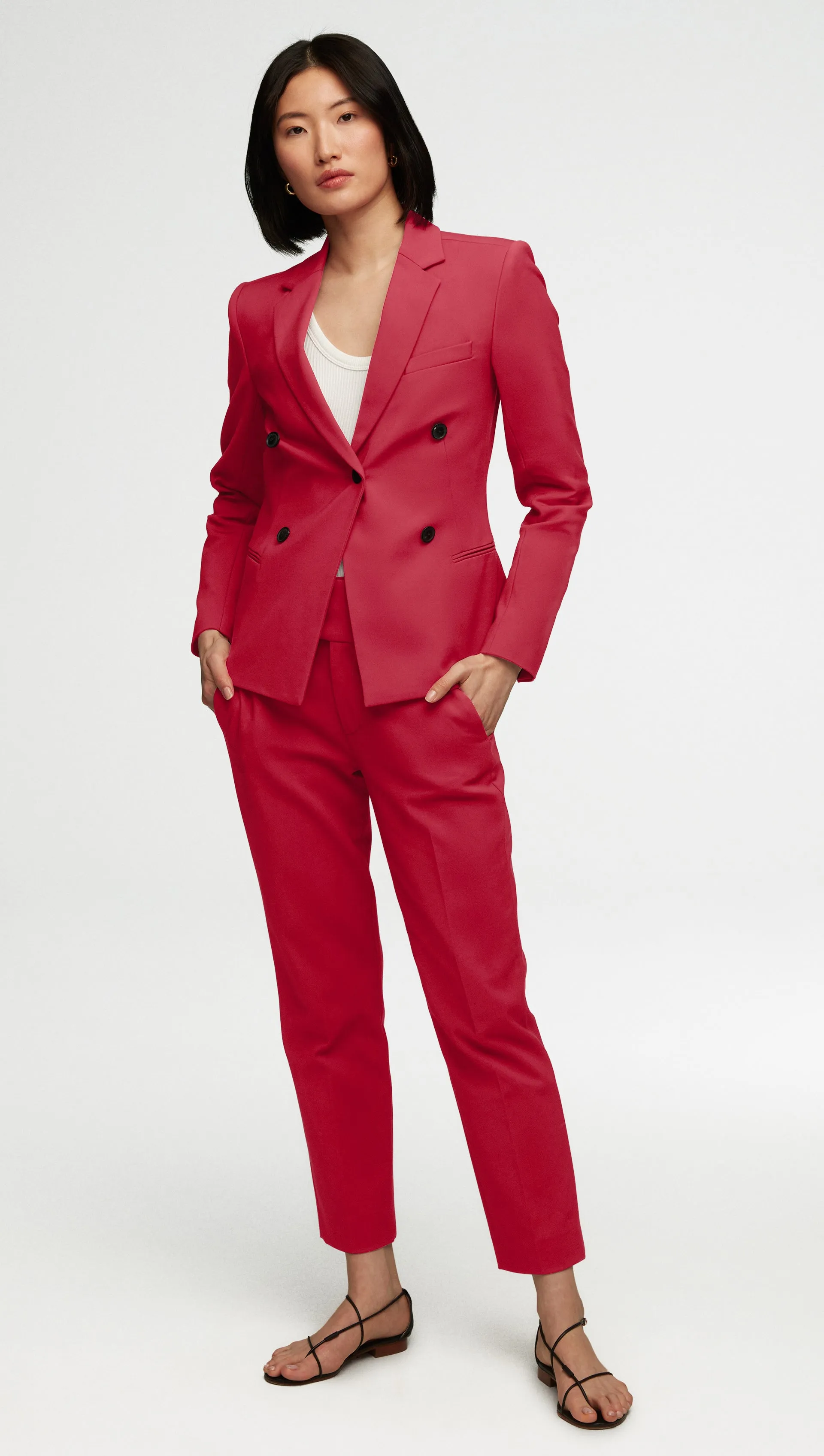 Crossover Blazer in Performance Cotton | Raspberry