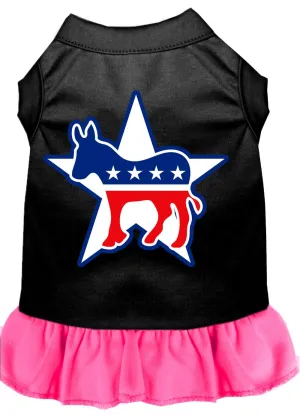 Democrat Screen Print Dress Black With Bright Pink Sm (10)