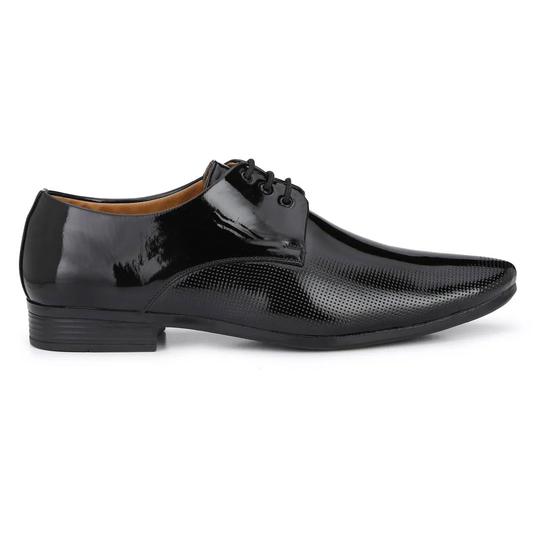 Designer Derby Patent Leather Black Lace-Ups Office Party Ethnic Wear Formal Shoes