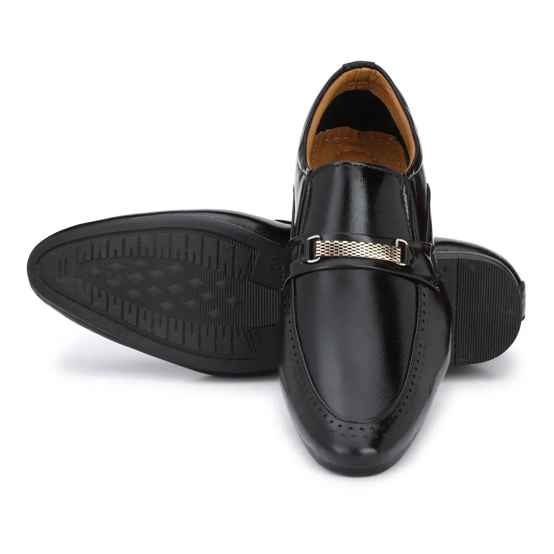 Designer Slip-On Napa Leather Black Slip-On Office Party Ethnic Wear Formal Shoes