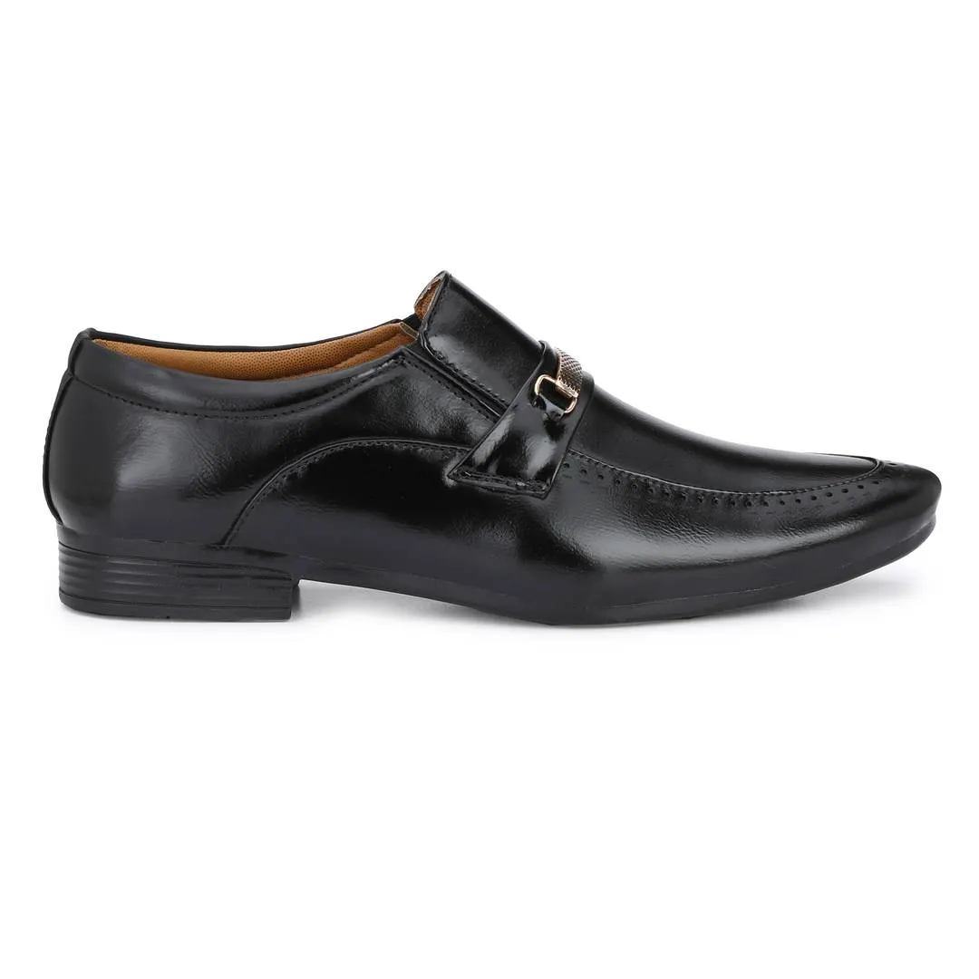 Designer Slip-On Napa Leather Black Slip-On Office Party Ethnic Wear Formal Shoes