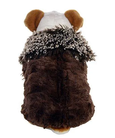 Dog Coat, Reversible - Fox Faux Fur with Cuddly Fur in Black