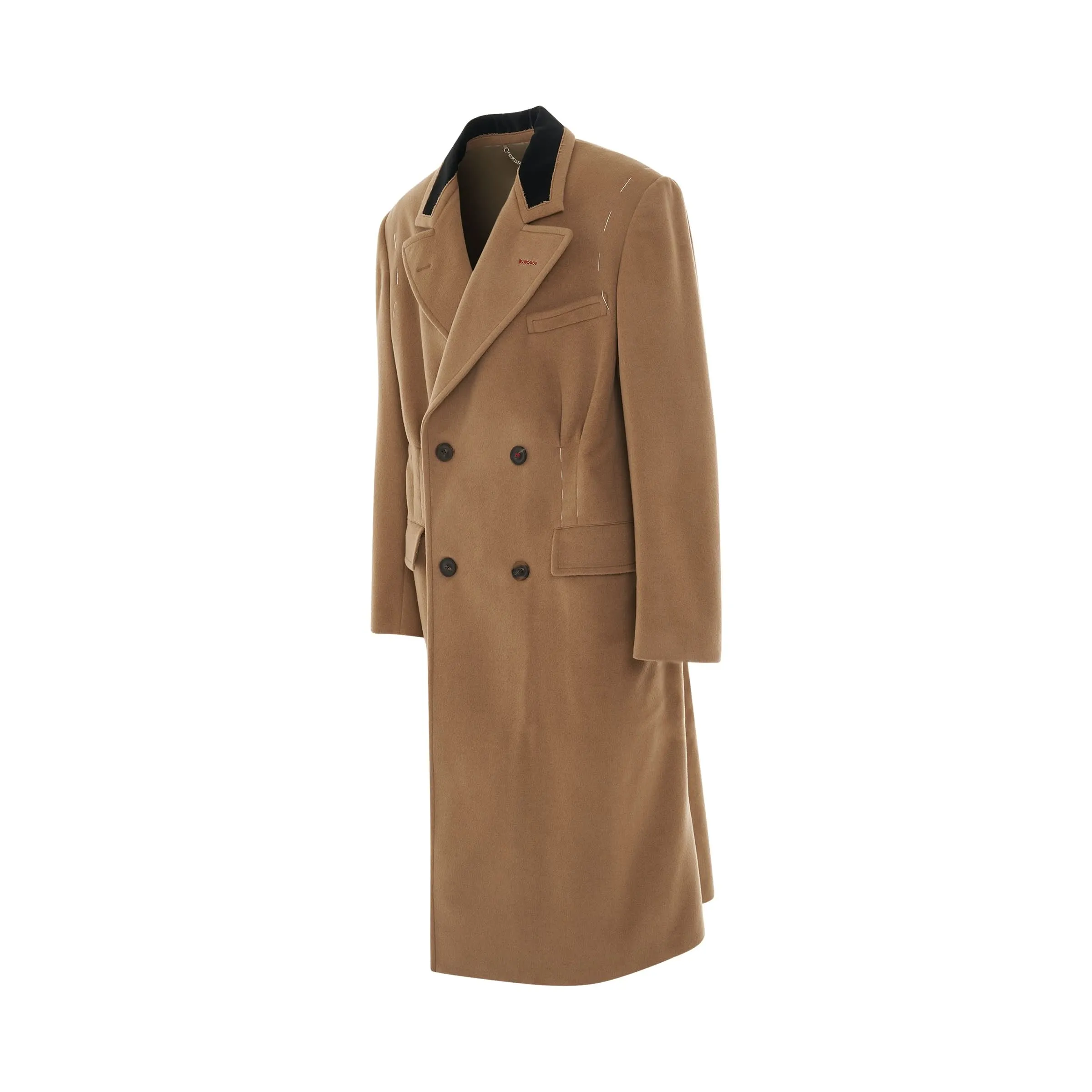 Double Breasted Wool Coat in Camel