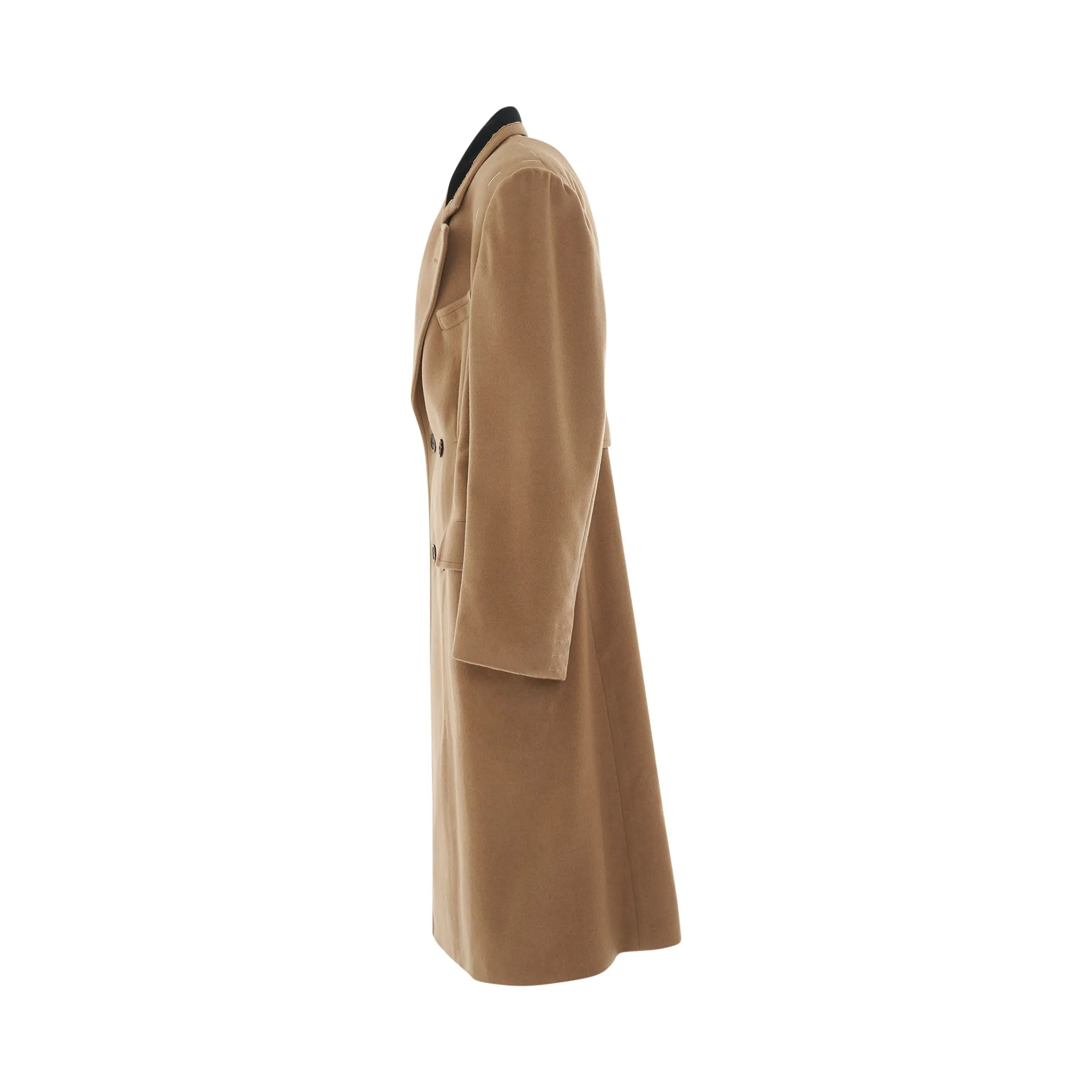 Double Breasted Wool Coat in Camel