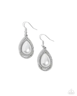 Effortless Elegance - White Earrings - Paparazzi Accessories