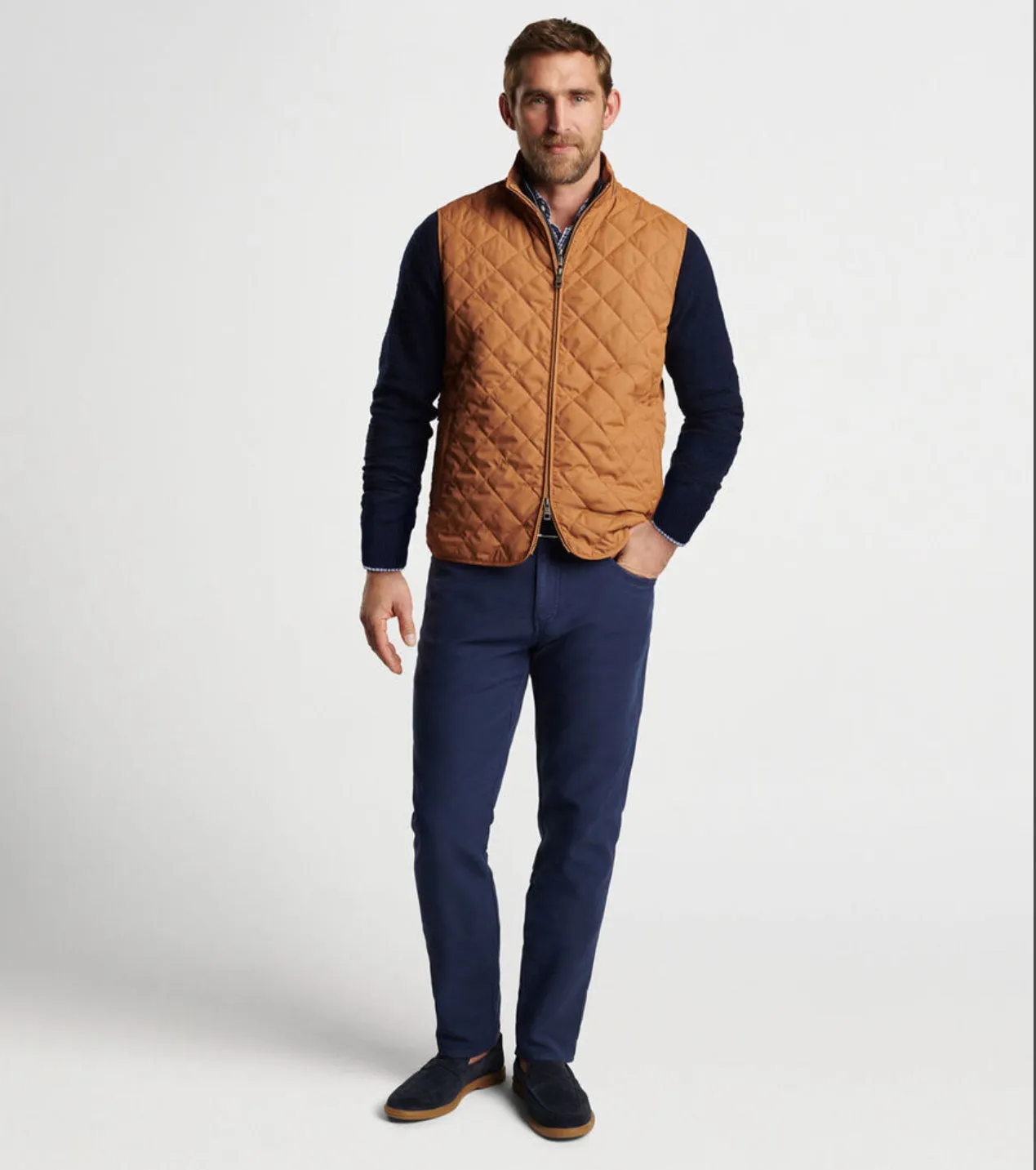 Essex Quilted Travel Vest in British Tan by Peter Millar