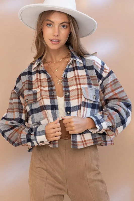 Evermore Plaid Cropped Shacket