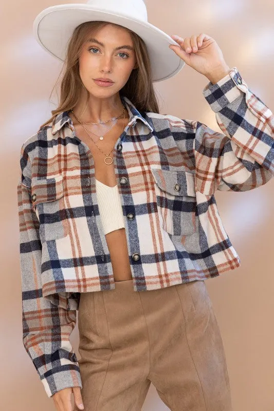 Evermore Plaid Cropped Shacket