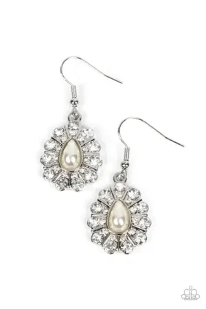 Extroverted Elegance White Earrings - Paparazzi Accessories