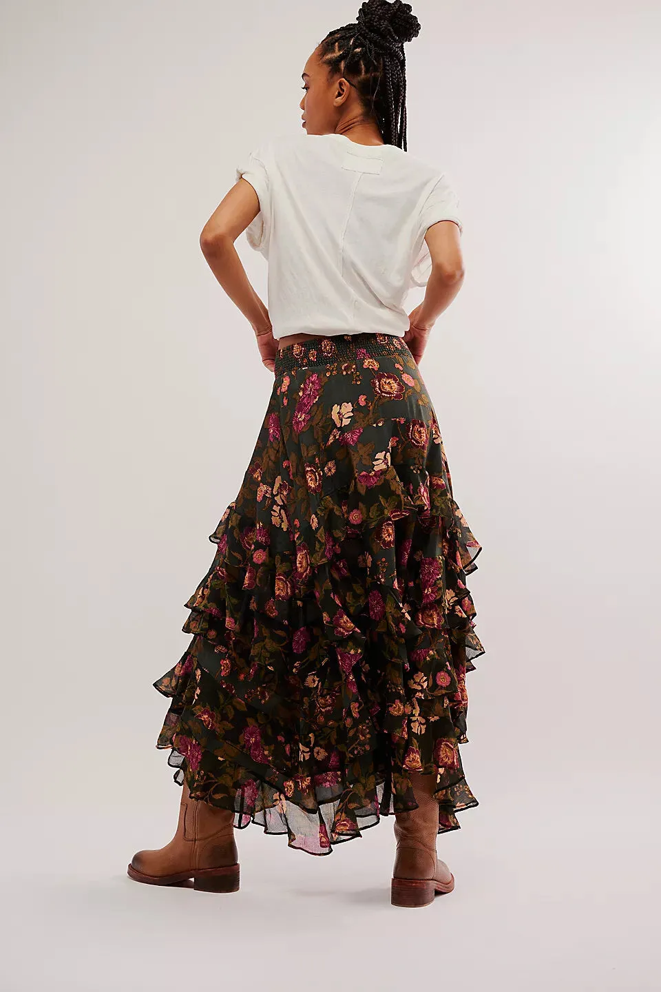 Free People Lolita Maxi Skirt in Wash Black Combo