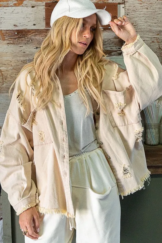 Fringe Distressed Oversized POL Jacket