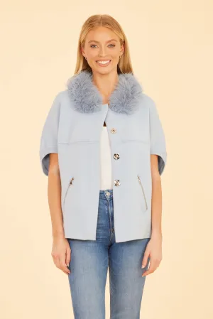 Fur Trim Cape- Baby Blue