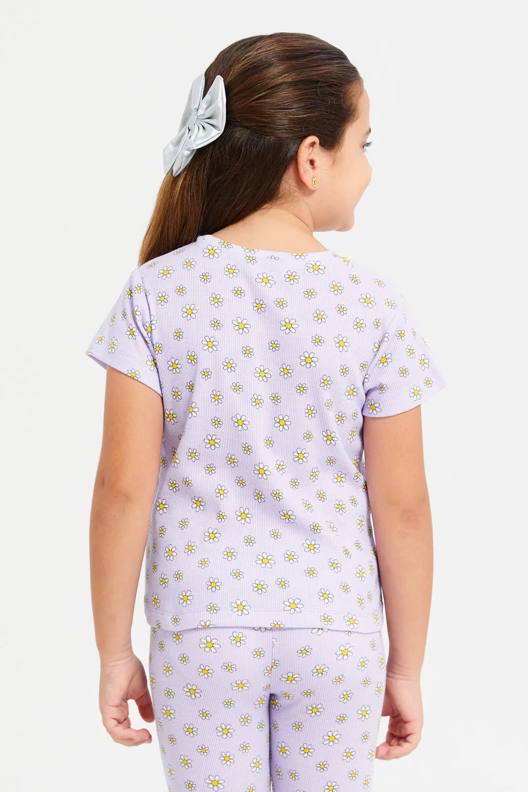 Girls Lilac Printed T-Shirt