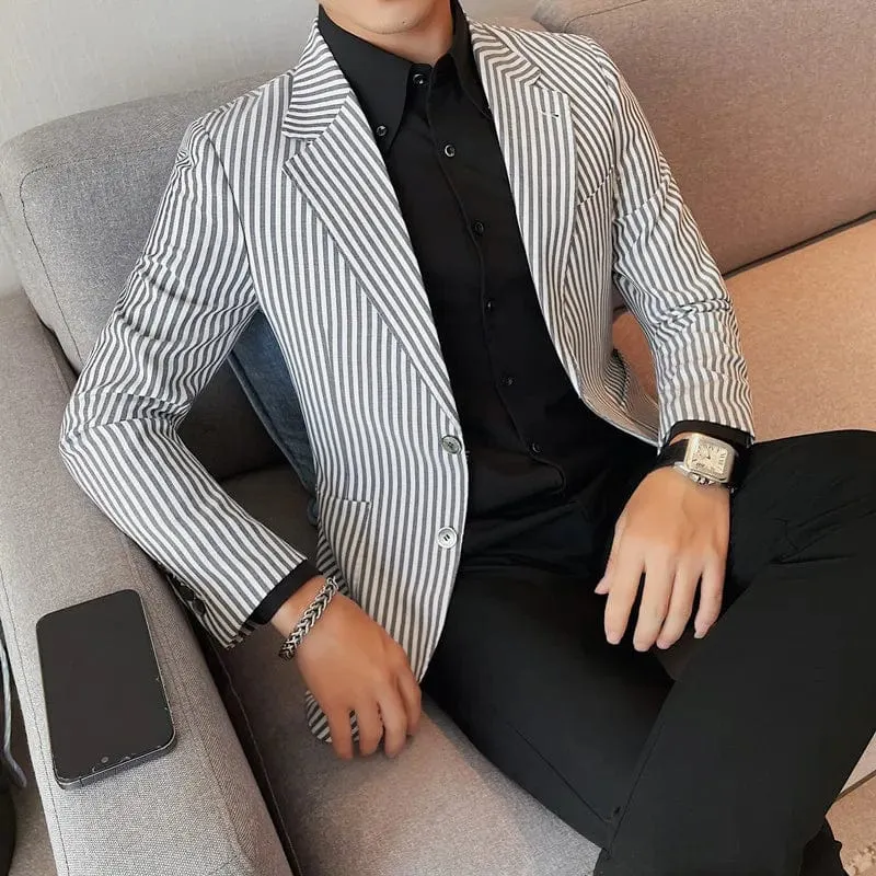 High Quality Striped Slim Fit Suit Blazer Jacket for Men