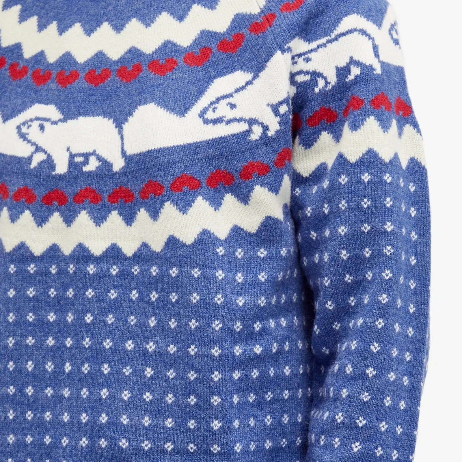 Human Made Nordic Jacquard Knit Jumper, blue/light grey/red