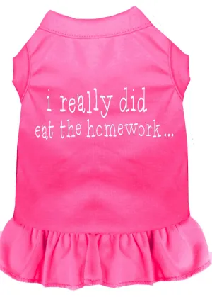 I Really Did Eat The Homework Screen Print Dress Bright Pink Sm (10)