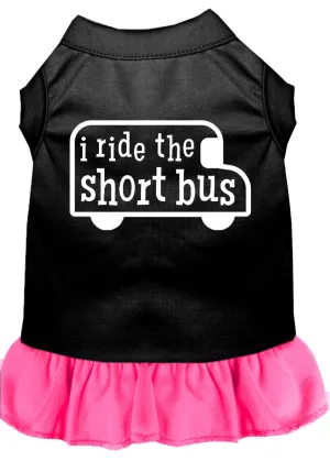 I Ride The Short Bus Screen Print Dress Black With Bright Pink Lg (14)