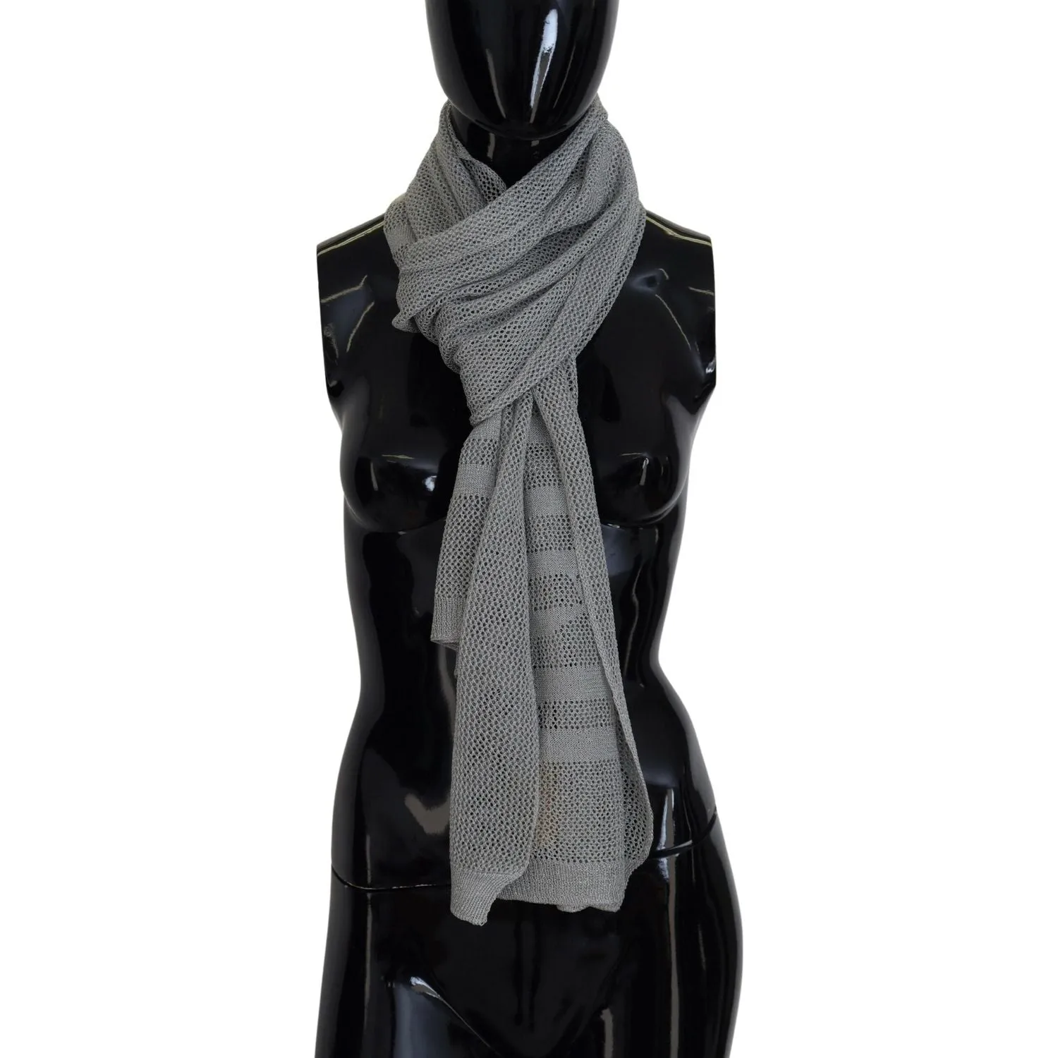 John Galliano Elegant Gray Knitted Designer Scarf