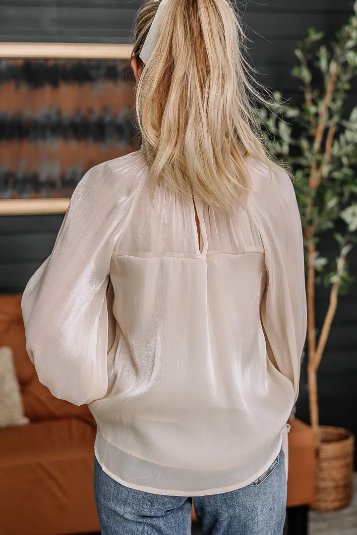 Just An Illusion Mock Neck Top | {Champagne}