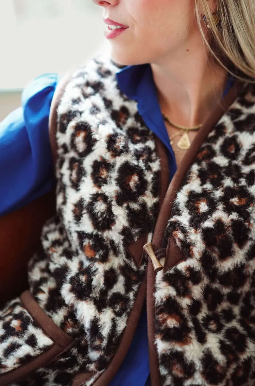 Leopard Woollen Gilet