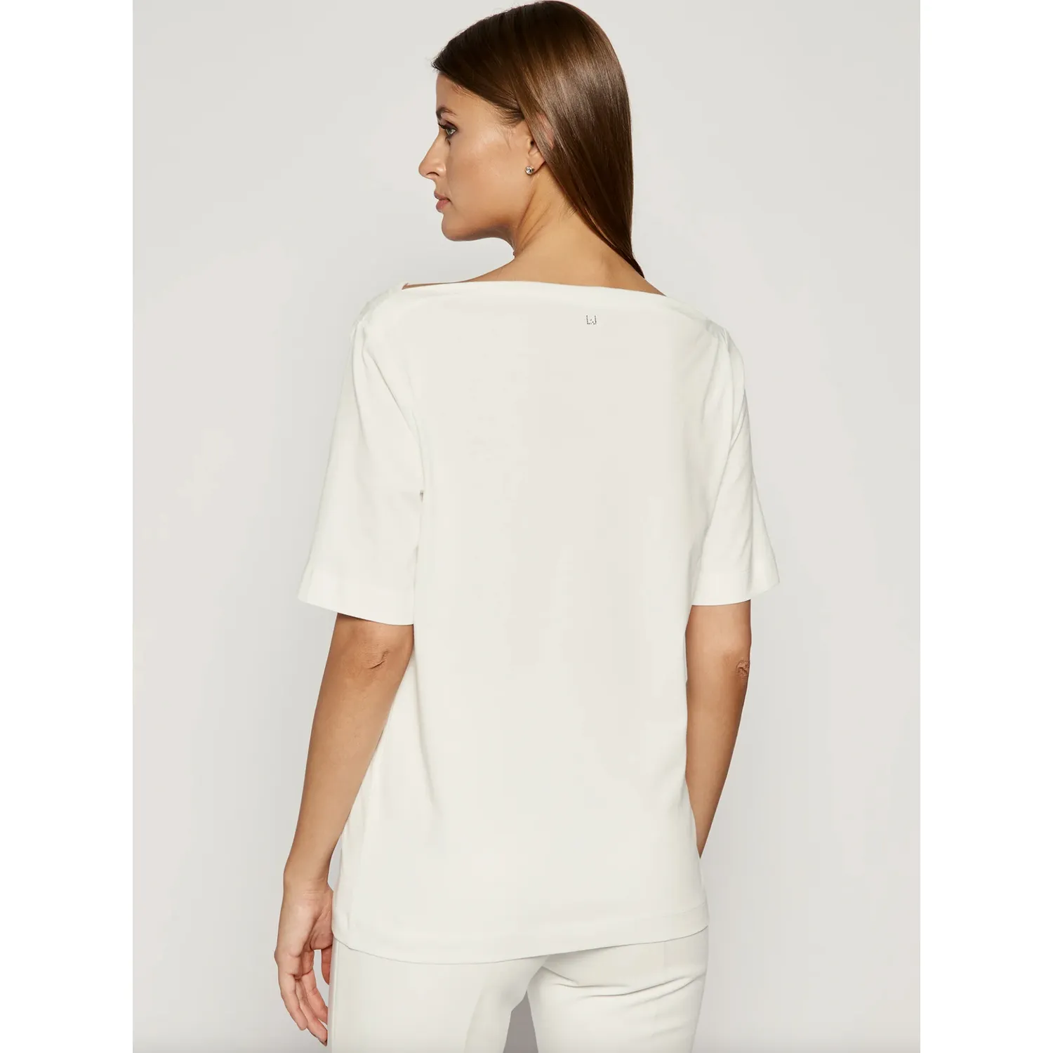 Liu Jo Elegant White Cotton Tee with Rhinestone Accents