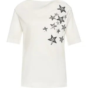 Liu Jo Elegant White Cotton Tee with Rhinestone Accents