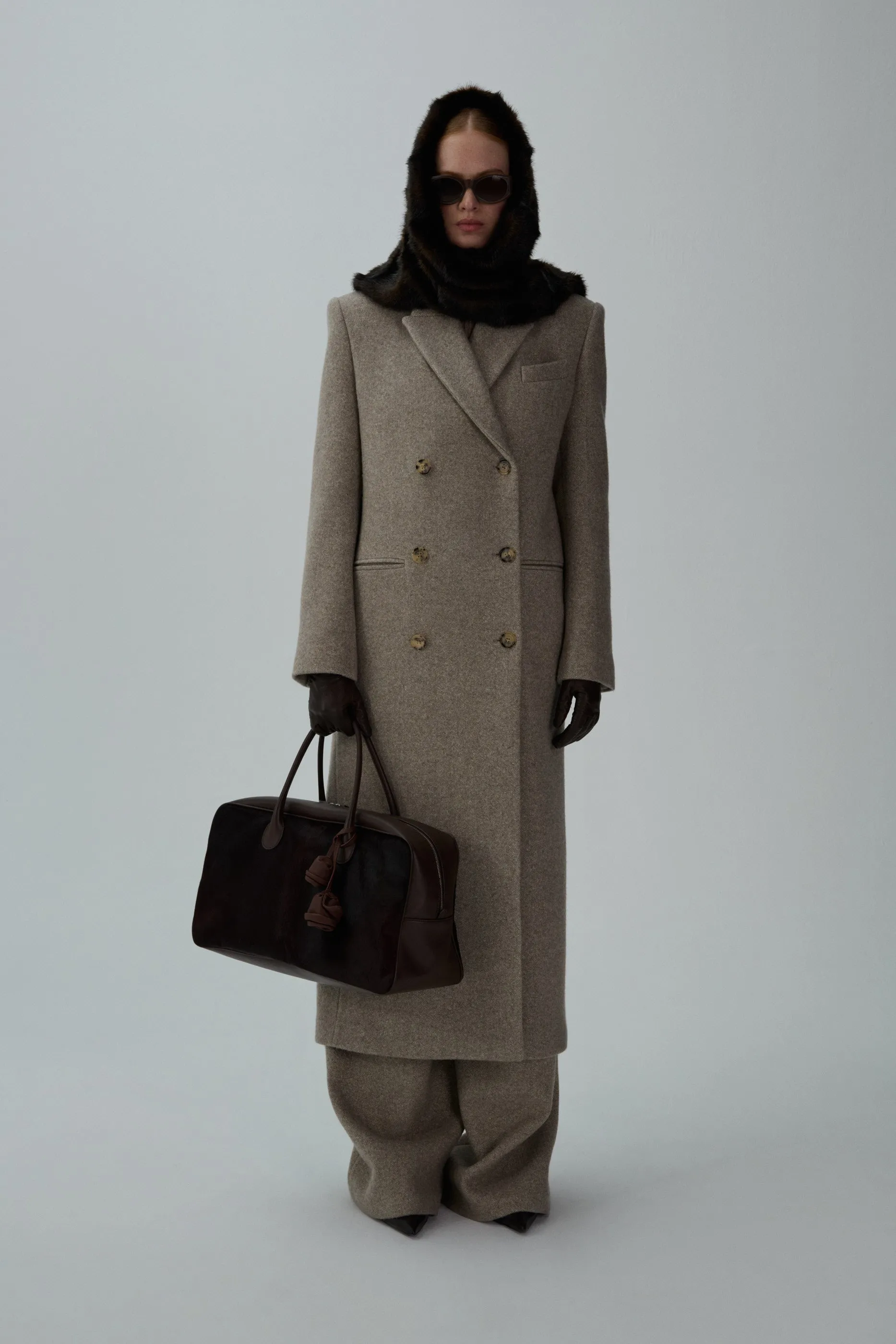 Long classic wool coat in beige